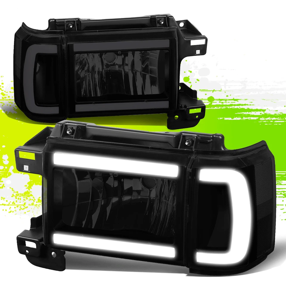 Par de faros LED DRL para Ford F150 F250 F350 Bronco 87-91 transparentes ahumados Foto 1 de 4