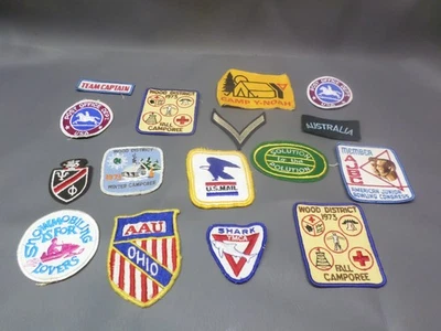 LOT OF 16 VINTAGE ASSORTED CLOTH SEW ON PATCHES - POST OFFICE - OLDER PIECES - Image 1 of 4