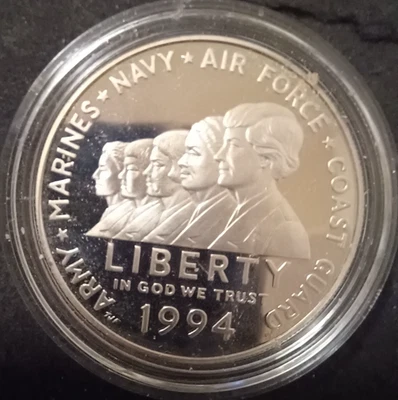 1994-P $1 Women in Military Service Proof Commemorative Silver Dollar - Image 1 of 2