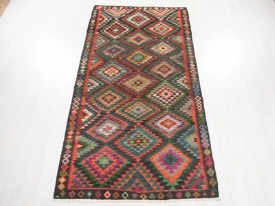 Alfombra Kilim tribal vintage tejida a mano excelente 9' 3" x 4' 5" Foto 1 de 4