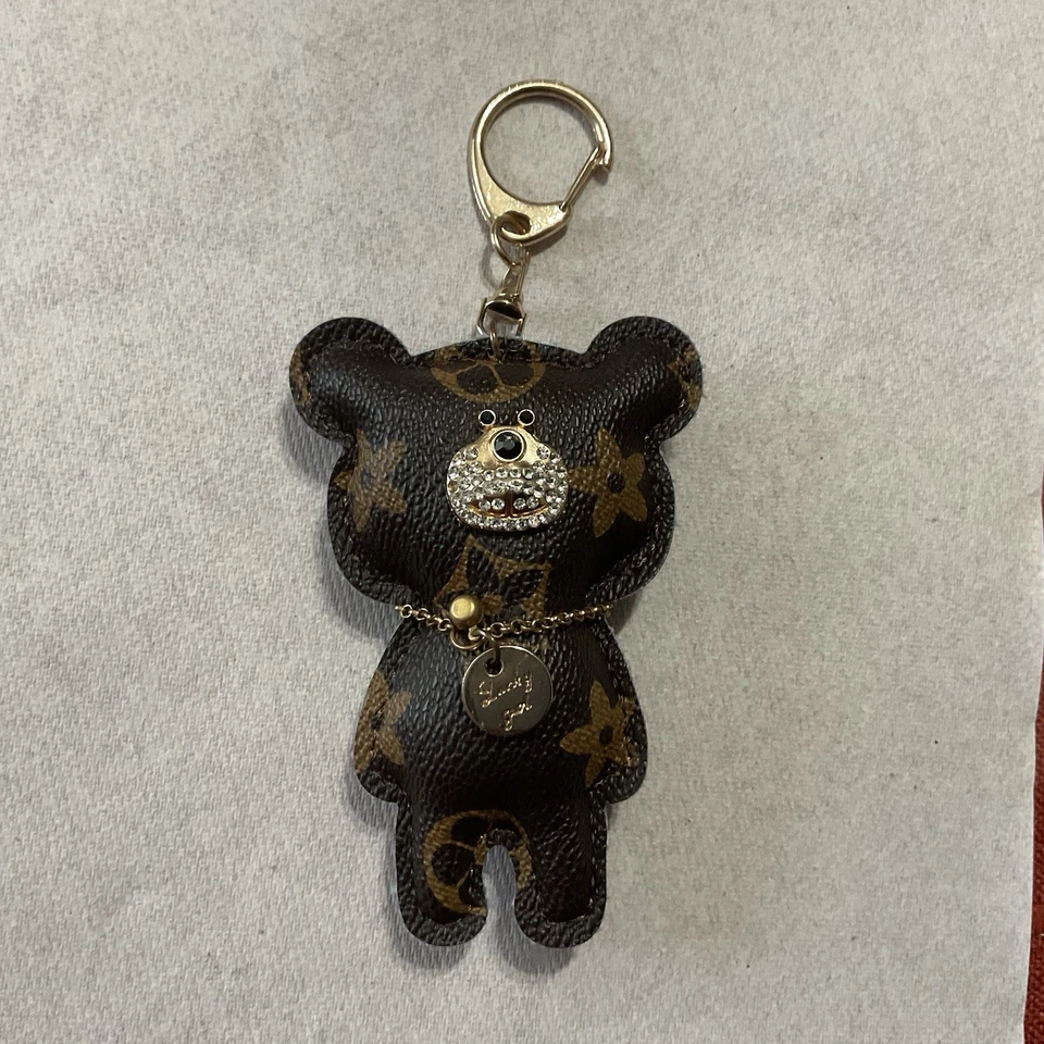 Роскошный коричневый медведь брелок сумка / сумочка подвеска праздник подарок кожаный маленький медведь  - Изображение 1 из 4