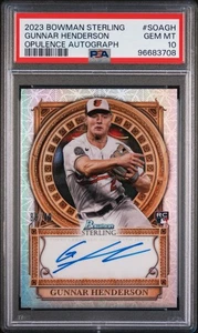 Gunnar Henderson - 2023 Bowman Sterling Opulence Autografi PSA 10 88/99 - Foto 1 di 2