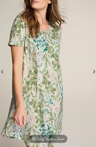 NWT J JILL SLEEP ULTRASOFT SS, PATCH POCKET SHORT NIGHTGOWN-LG-WHITE FLORAL-NICE - Picture 1 of 5