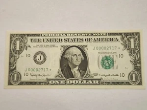 1963 $1 FEDERAL RESERVE UNC/GEM STAR NOTE KANSAS DISTRICT#J00002717 LOW SERIAL - Picture 1 of 3