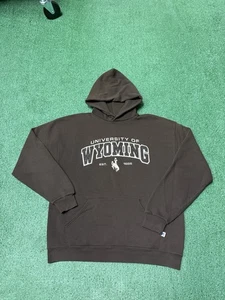 Vintage Y2K Russell Athletic Wyoming University Sweatshirt Kapuze Large braun MARK - Bild 1 von 17