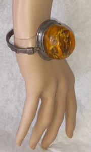 GORGEOUS! VINTAGE BALTIC HONEY GOLD AMBER CUFF BRACELET - Picture 1 of 17