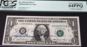 Fr. 1911-B 1981 $1 Very Choice New 64PPQ Angela Buchanan Autographed! - Picture 1 of 6