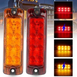 4" Amber/Red 8 LED Side Marker Side Marker Clearance Lights Flash Strobe Light - Picture 1 of 25