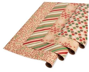 80 sq. ft. Wrapping Paper Bundle for Christmas and All Red, Green and Kraft - Picture 1 of 7