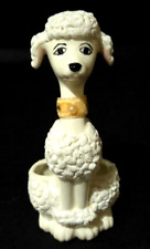Vintage White French Poodle Dog Lipstick Holder Figurine Vanity Ceramic MCM