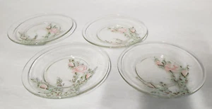 4er Set handbemalt Glas Dessert Sandwich Tee Service Teller 8' rosa Rosen   - Bild 1 von 7