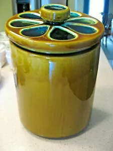 Vintage große California Pottery USA Kanister Keksdose mit Flower Power Deckel - Bild 1 von 7