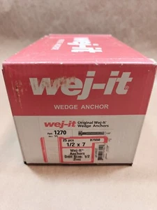 Wej-it Wedge Anchor 1/2" x 7", drill size 1/2" QTY 25, p/n 07550, zinc / steel - Picture 1 of 3