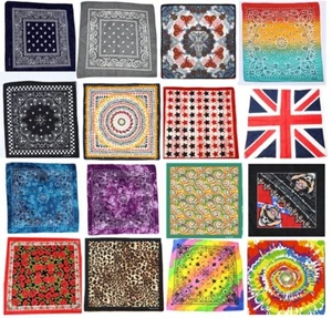 Hombres Mujeres 100% Algodón Diadema Bandana Cuello Cuadrado Bufanda Máscara Facial Cubierta Paisley - Imagen 1 de 54