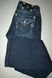 Miss Me Women's Bootcut Gem Metal Spikes Dark Blue Jeans Sz 25x31 - Picture 1 of 12