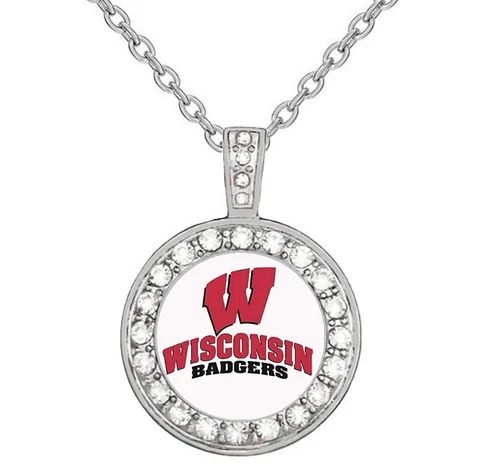 Wisconsin Badgers Womens Sterling Silver Necklace College Gift D18 Cover