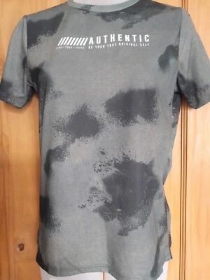 BOYS KHAKI CAMOUFLAGE T-SHIRT WITH WORDING. AGE 10 - 11 YEARS - Image 1 of 4