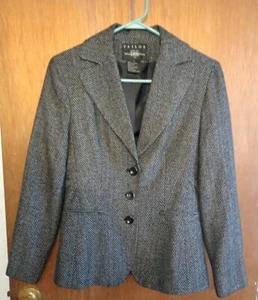 Tailor‎ B. Moss black and white tweed peacoat Blazer Size 4 - Picture 1 of 6