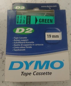Dymo D2 19 mm Schriftband 61915 schwarz auf grün Original - Bild 1 von 1