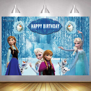 Cartoon Anna Elsa Birthday Princess Party Photo Background Snow Queen Backdrop