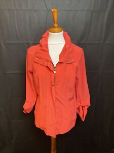 Laura Ashley Medium Women's Coat Large Coral Red Zip Up Jacket Pockets