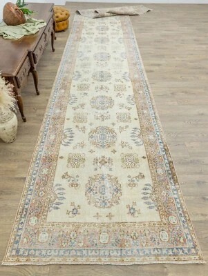 Vintage Turkish Extra Long Runner 4x22.9 ft Antique Oushak Stairway,Hallway Rug - Image 1 of 4
