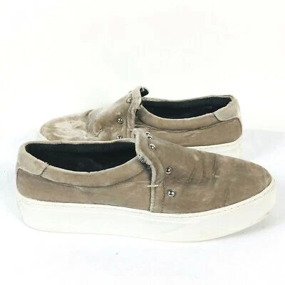 Zapatillas Rebecca Minkoff Talla 9.5 Gris Terciopelo Noelle Sin Cordones Plataforma Tachonadas  Foto 1 de 4