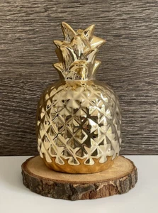 Deko Ananas Keramik Gold Glanz Gr. M Objekt Figur Geschenk Frucht Exotic Modern - Bild 1 von 2