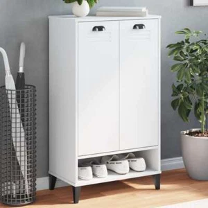 Shoe Cabinet VIKEN White Solid Wood Pine I2K9 - Picture 1 of 11