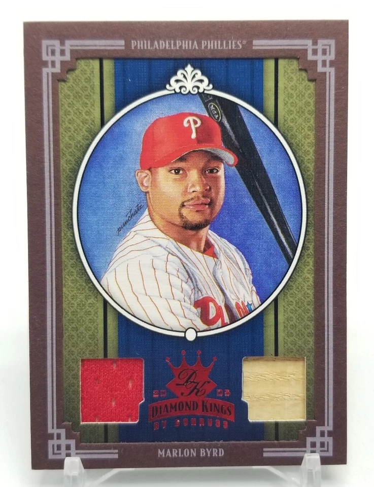 2005 Donruss Diamond Kings MARLON BYRD Crowning Moment Red Jersey Bat Relic /200 - Image 1 of 4