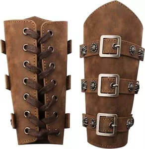 Leather Arm Bracer Gauntlet Wristband Renaissance Buckle Arm Guard for Men & ... - Picture 1 of 7