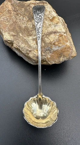 Antique Sterling Marshall Field & Co 5" Cream Ladle Floral Pattern Art Deco Cover