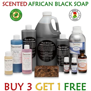 SCENTED African Black Soap Liquid Raw 100% Pure Organic Natural Body Face Wash - Picture 1 of 24