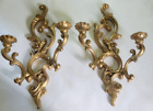 Vtg 1960 Set Syroco Gold Double Candle Holder Wall Sconce Hollywood Regency Mcm