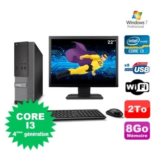 Lot PC Dell Optiplex 3020 SFF I3-4130 3.4GHz 8Go 2To DVD Wifi W7 + Ecran 22" - Photo 1/4