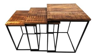Mango Holz Beistelltisch eckig Couchtisch quadratisch Mangoholz - Bild 1 von 23