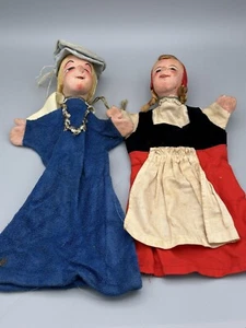 Lot of 2 Vintage Kersa Hand Puppets Germany Felt Red Riding Hood and Prince? - Picture 1 of 14