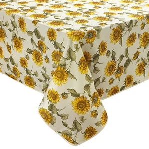 1 Printed Fabric Tablecloth, 60" Round (4-6 people), EURO SUNFLOWERS, VL - Picture 1 of 4