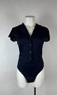 GIORGIO ARMANI ITALY - 1990's Navy blue thong body suit with short sleeves 10