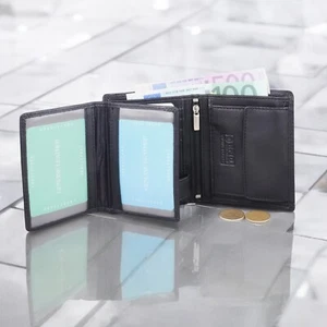 Echt Leder Herren Geldbörse, RFID Schutz Kartenetui Portemonnaie Geldbeutel Geschenk für Männer - Bild 1 von 6