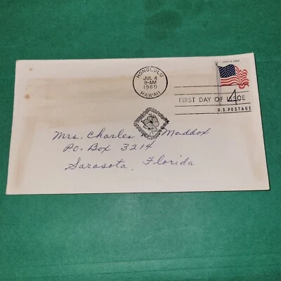 First Day Of Issue July 4, 1960 Honolulu, Hawaii 50 Star U.S. Flag Scott# 1153 - Image 1 of 3