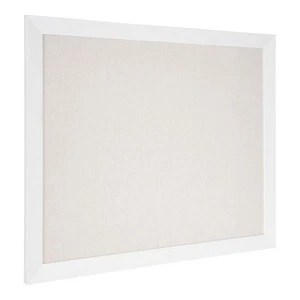 DesignOvation Beatrice Framed Linen Fabric Pinboard, 27x33, White, Rustic Wal... - Picture 1 of 7