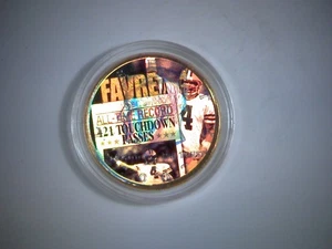 BRETT FAVRE, COLORIZED KENNEDY HALF DOLLAR COIN, NFL , W/Coa & flip box,, - Picture 1 of 4
