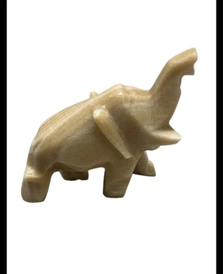 Hand-Carved Heavy Weight Trunk Up Onyx Elephant - Image 1 of 4