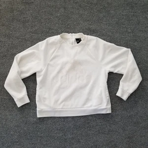 Adidas Women Sweatshirt Medium White Spell Out White Logo Back 1/4 Zip Stretch * - Picture 1 of 20