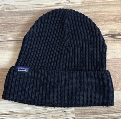 PATAGONIA Fishermans Rolled Knit Beanie Hat Black Unisex OSFA - Image 1 of 4