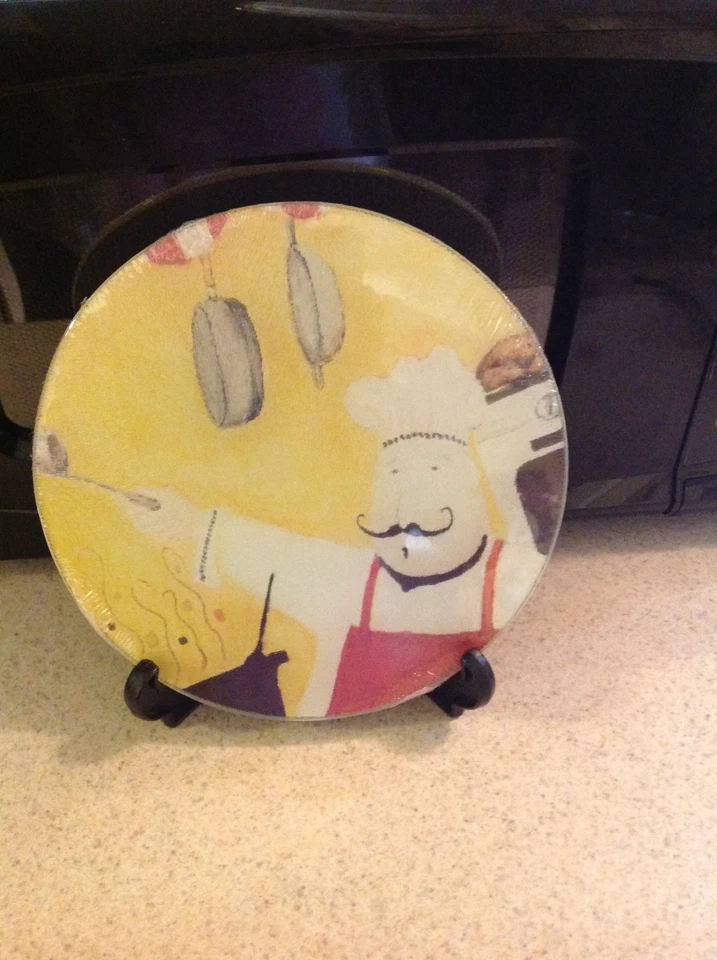 Chef Kitchen Cutting Board Glass Set of 2 Round & Square Cooking Concepts - Image 1 of 4