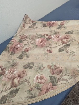 Croscill Jacqueline Pink Rose Greek Key Romantic Floral ~ 72" TABLECLOTH - Image 1 of 4