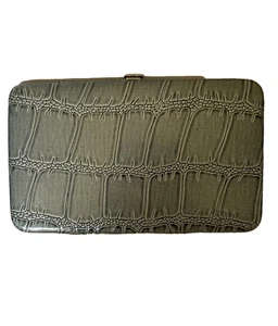 Womens Hard Case Wallet Card Holder Clutch Travel Purse Clasp Closure Blue - Picture 1 of 7