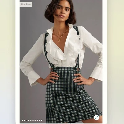 Falda Delantal Anthropologie Maeve Cuadros NUEVA Talla 6 Foto 1 de 4